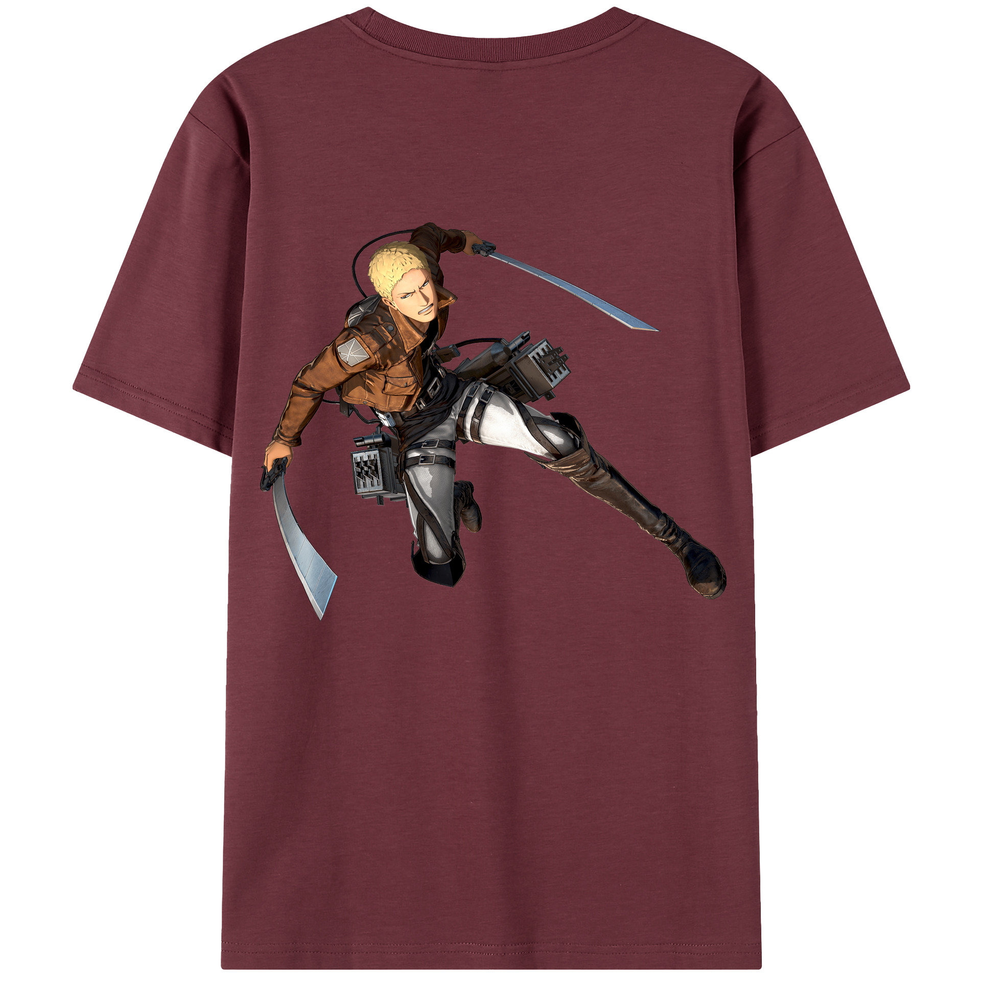 （画像用） 進撃の巨人 ライナー・ブラウン Attack on Titan Reiner Braun 綿100％半袖Tシャツ（背面プリント）